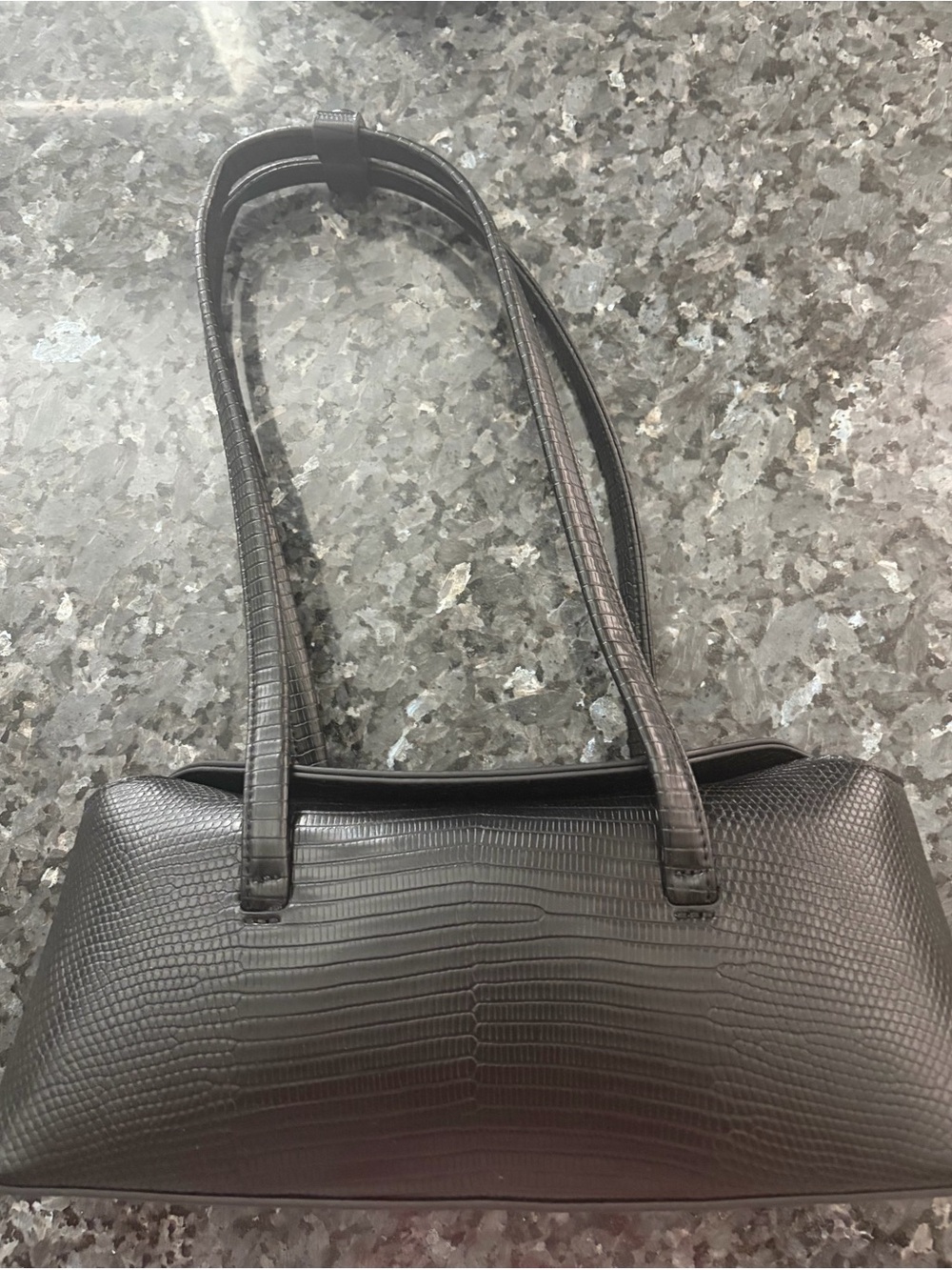 FREJA Black Croc-Embossed Shoulder Bag - Picture 2 of 5